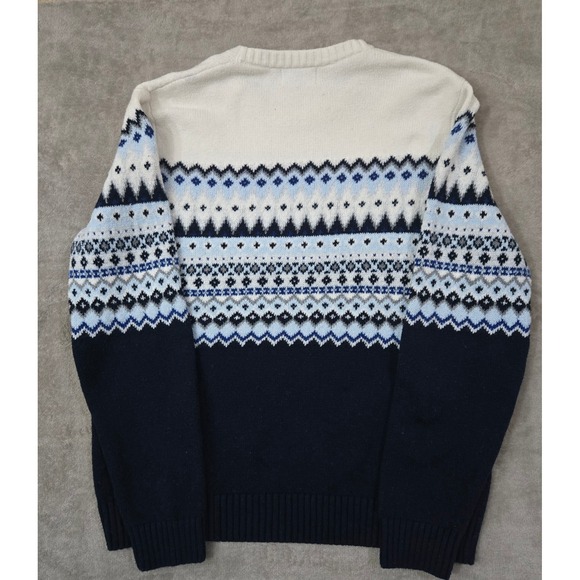 Old Navy Men Fair Isle Sweater Blue Navy Large Nordic Ski Geometric - Picture 2 of 7